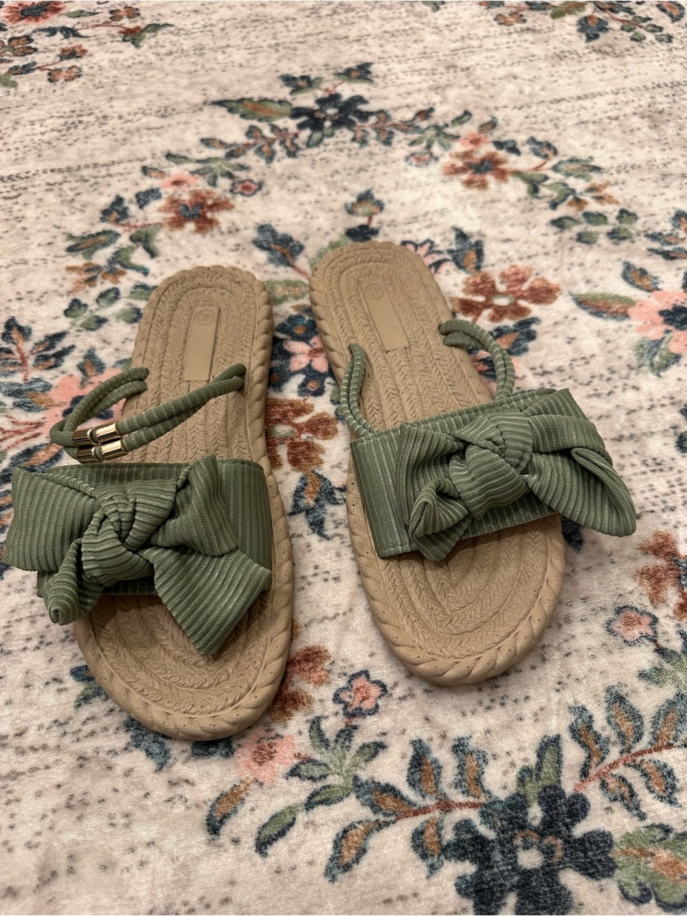 Olive Bow Slide Sandals for Women